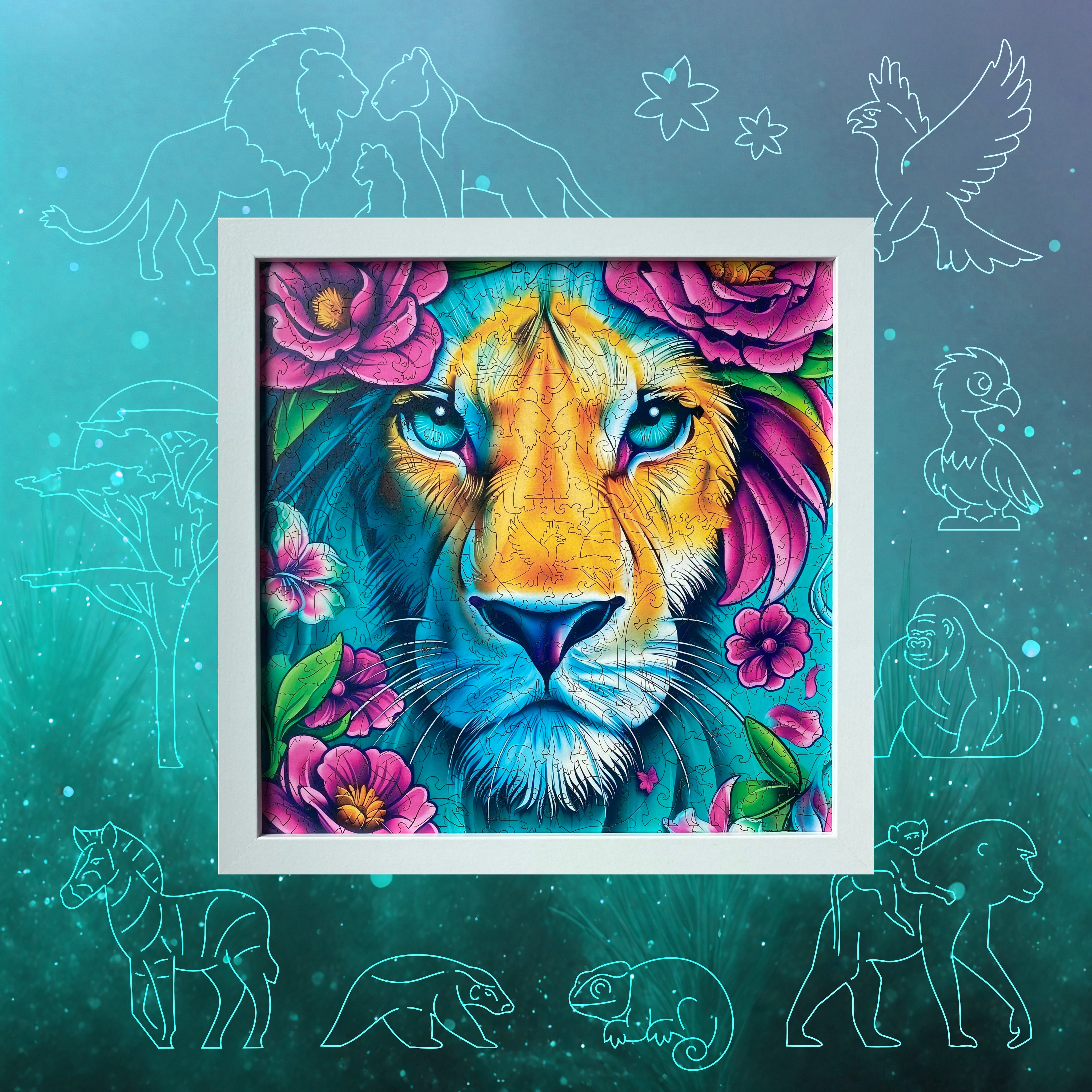 Lvice Magenta dřevěné puzzle